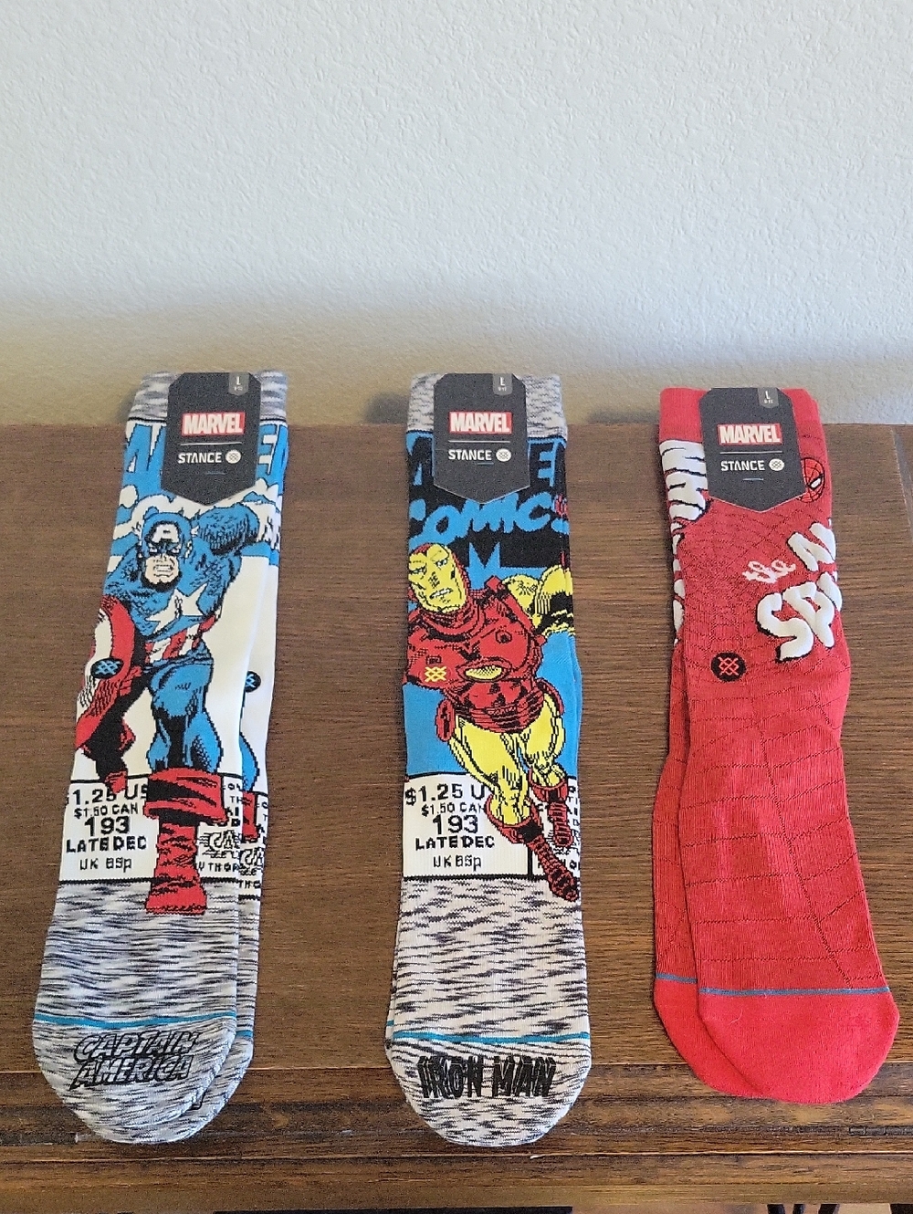 Marvel Men's Superhero Crew Socks - Blue, Red, White